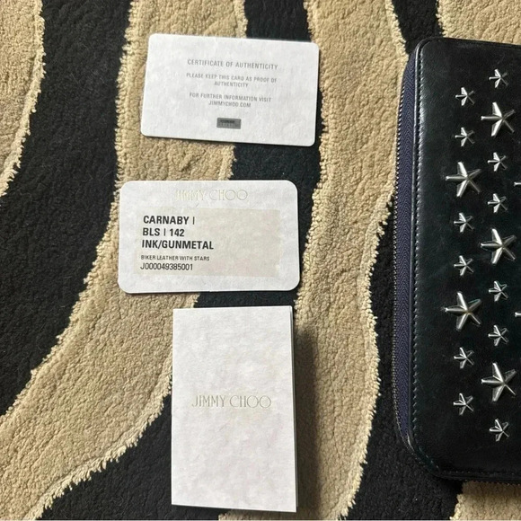 Jimmy Choo Carnaby Zip Around Continental Wallet Silver Studded Stars - Picture 4 of 12